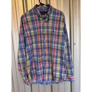 Polo Ralph Lauren‎ Blue Long Sleeve Performance Slim Fit Stretch Shirt Sz Large